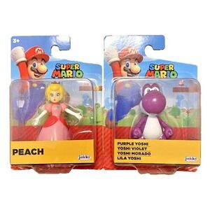 PEACH & PURPLE YOSHI Super Mario Jakks Pacific 2.5" Figures‎